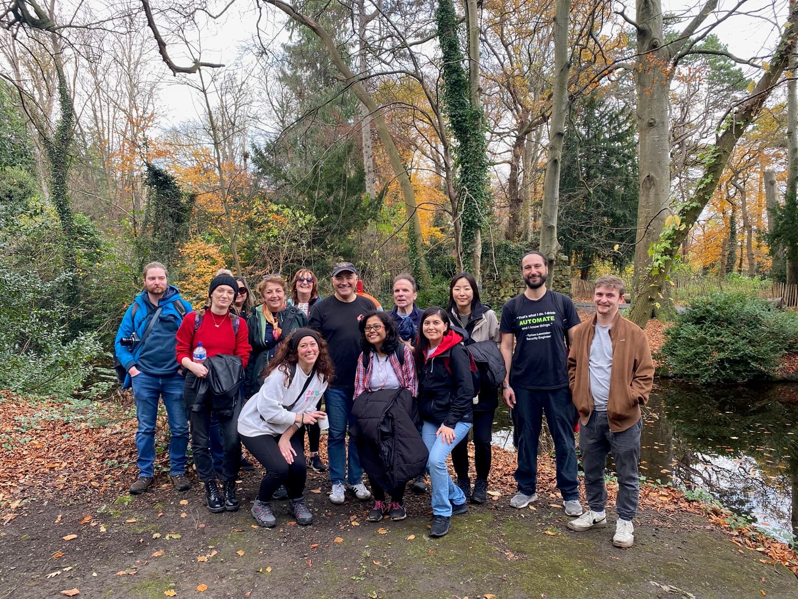A group on the River Dodder walk at Bushy Park.